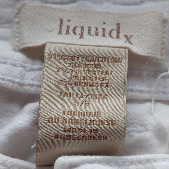 Liquid X White Denim Utility Shorts - Frayed Hem Mid Rise Size 6 - Picture 4 of 7